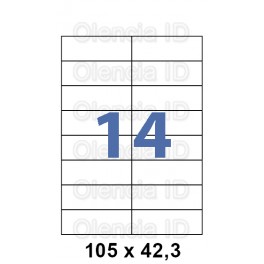 Etiquettes en planche 105x42,3 mm Jet/laser - adh&eacute;sif permanent 14 poses