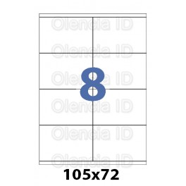 Etiquettes en planche 105x72 mm Jet/laser - adh&eacute;sif permanent 8 poses