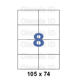 Etiquettes en planche 105x74 mm Jet/laser - adh&eacute;sif permanent 8 poses