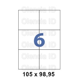 Etiquettes en planche 105x98.95 mm Jet/laser - angle droit adh&eacute;sif permanent 6 poses
