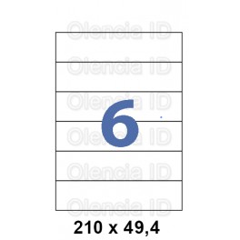 Etiquettes en planche 210x49.4 mm Jet/laser - angle droit adh&eacute;sif permanent 6 poses