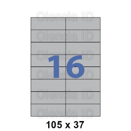 Etiquettes en planche Polyester Argent Mat 105x37 mm - 16 poses