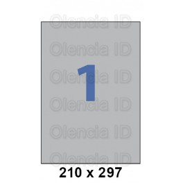 Etiquettes en planche 210x297 mm  PET Argent Mat - 2 poses