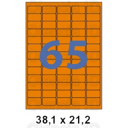 Etiquettes en planche papier laser Fluo  angles arrondis 38x21,2 mm - 65 poses